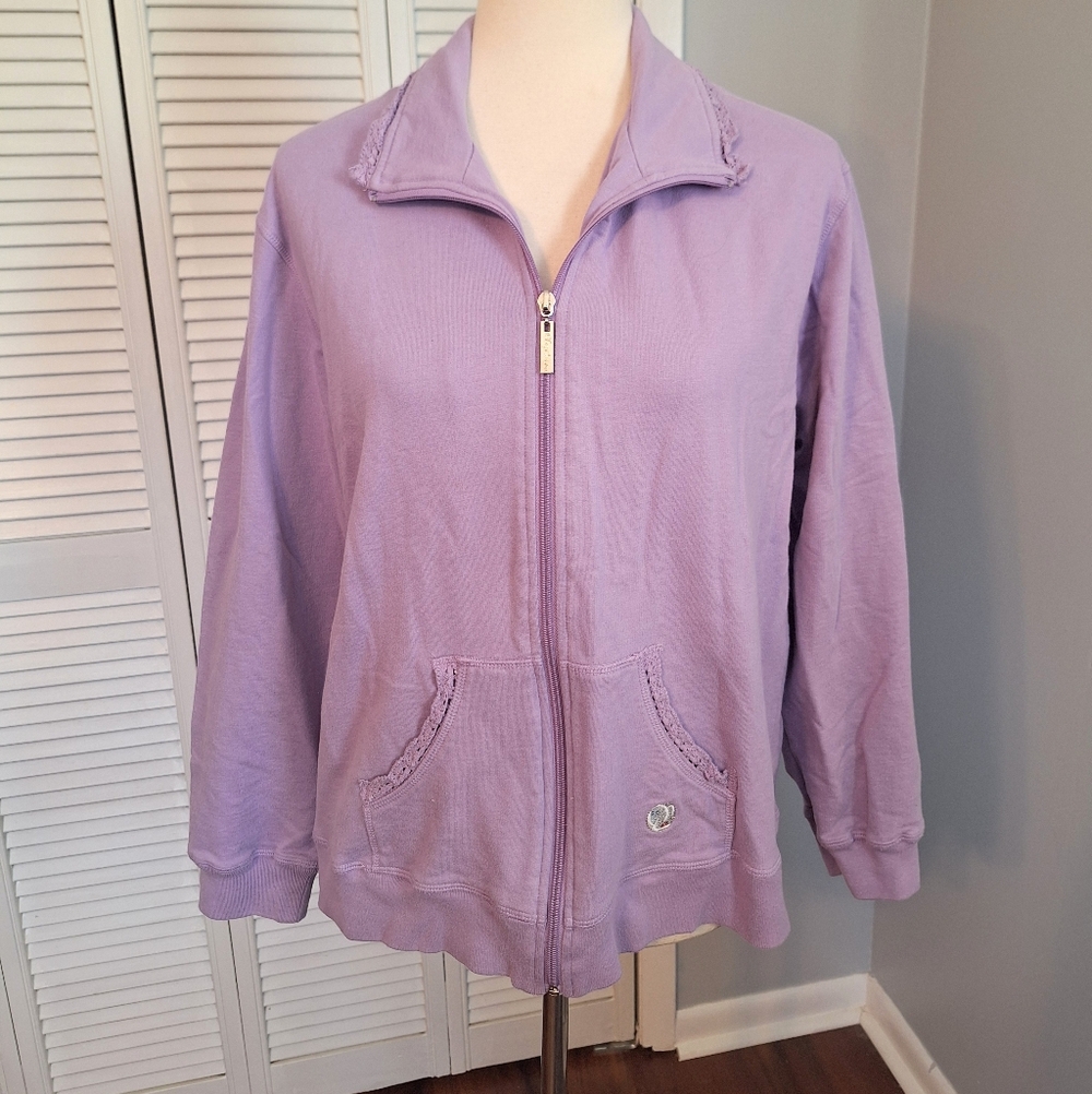 Vintage Oleg Cassini Short Lavender Cotton Jacket LG